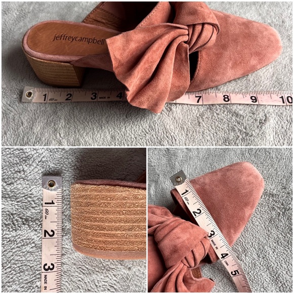Jeffrey Campbell Cyrus Bow Suede Leather Slip-On Block Heel Mules Rose Pink 8.5 - Picture 15 of 15